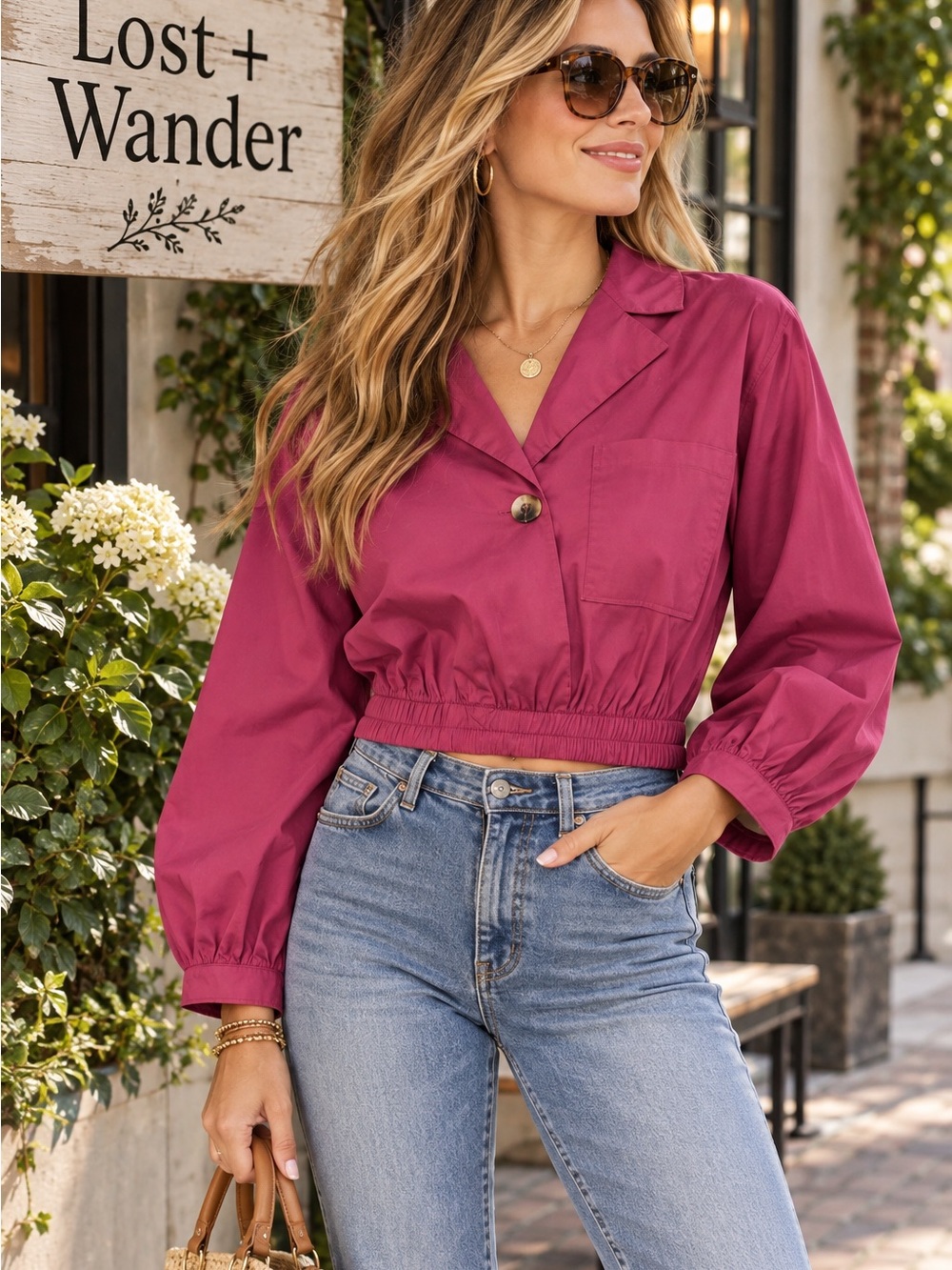 Lost + Wander, SOUL MATE SHIRT in Plum, Perfect Condition, Size Medium